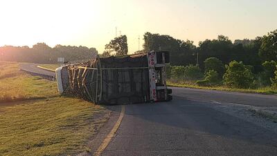 Photos: Bee-hauling truck overturns in Choctaw County