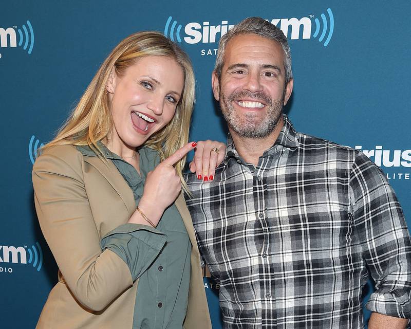NEW YORK, NEW YORK - APRIL 05:  Actress Cameron Diaz and TV personality Andy Cohen pose at SiriusXM's Town Hall after her appearance on Andy Cohen's exclusive SiriusXM channel Radio Andy on April 5, 2016 in New York City.  (Photo by Dimitrios Kambouris/Getty Images for SiriusXM)