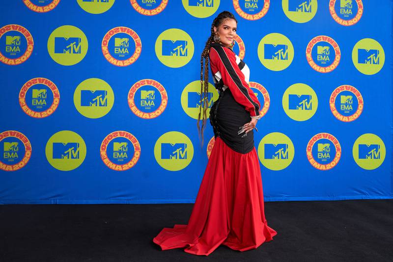 MIAMI, FLORIDA - OCTOBER 23: In this image released on November 08, Karol G poses ahead of the MTV EMA's 2020 on October 23, 2020 in Miami, Florida. The MTV EMA's aired on November 08, 2020. (Photo by Rodrigo Varela/Getty Images for MTV)