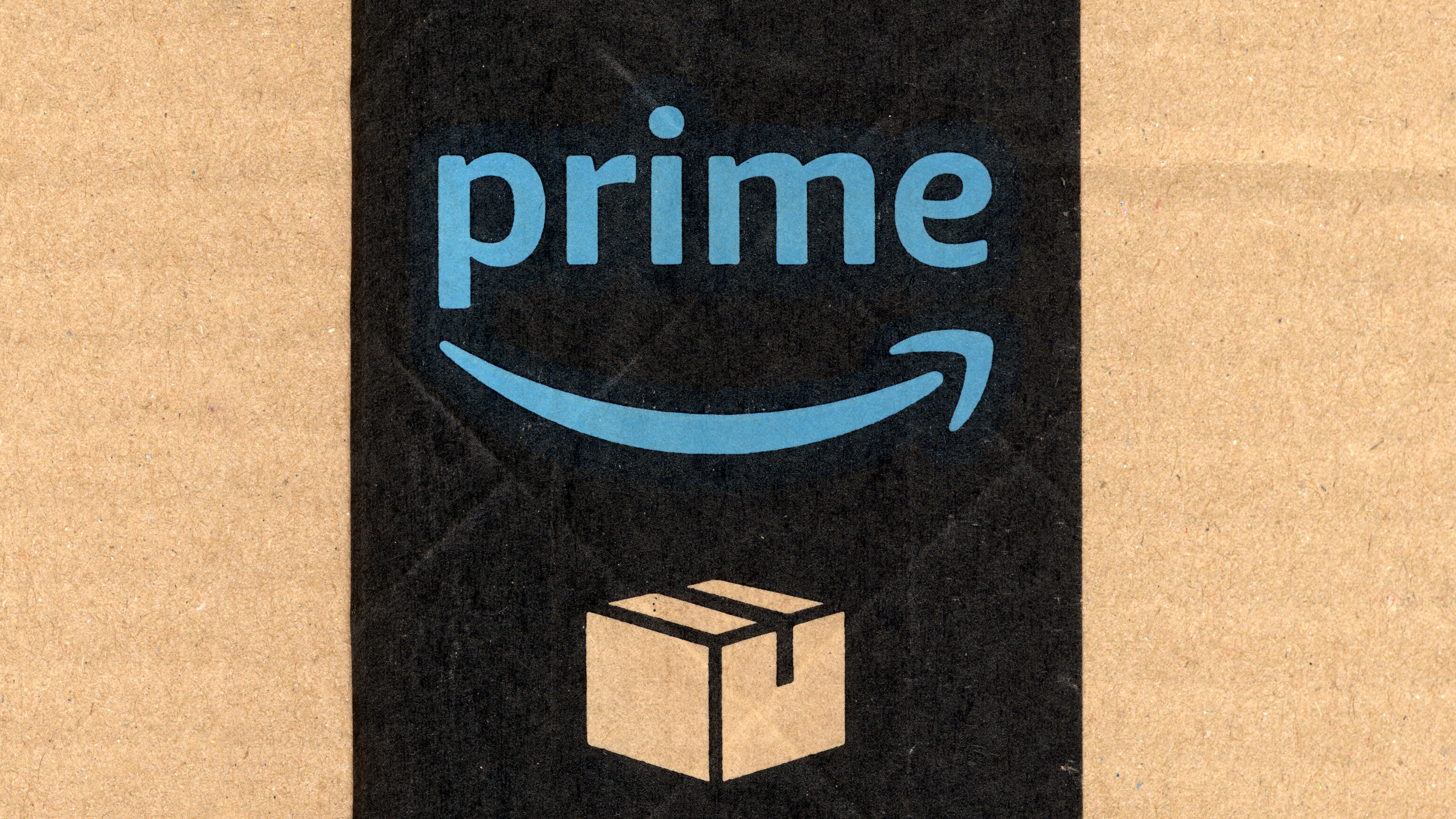 Amazon prime label on a parcel