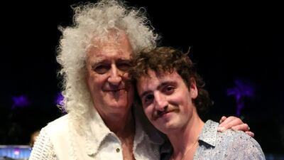 Brian May and Benson Boone; Kevin Mazur/Getty Images for Coachella